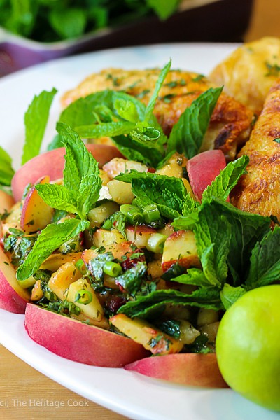 Peach Chimichurri Sauce with Grilled Chicken; 2015 Jane Bonacci, The Heritage Cook