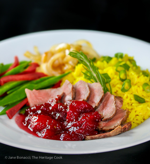 Pan Seared Duck Breasts with Fresh Plum Sauce; © 2015 Jane Bonacci, The Heritage Cook