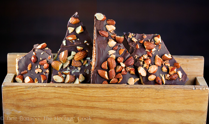 Homemade Almond Roca with Salted Almonds; © 2015 Jane Bonacci, The Heritage Cook