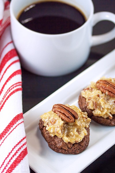Coconut and Pecan Topped Chocolate Cookies; 2015 Jane Bonacci, The Heritage Cook