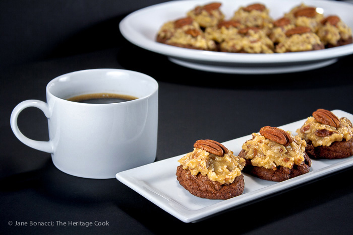 Coconut and Pecan Topped Chocolate Cookies; 2015 Jane Bonacci, The Heritage Cook