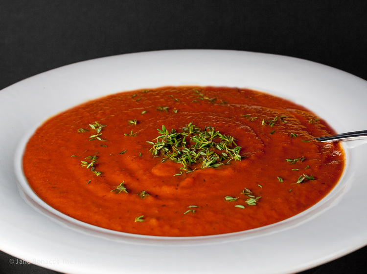 Soul-Warming Tomato Soup with Peppers and Onions; 2015 Jane Bonacci, The Heritage Cook
