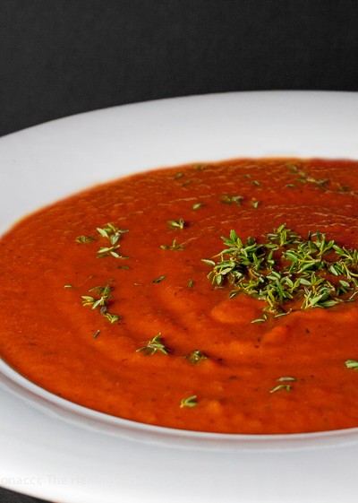 Perfect in the cool days of autumn and the frigid months of winter; Soul-Warming Tomato Soup with Peppers and Onions; 2015 Jane Bonacci, The Heritage Cook