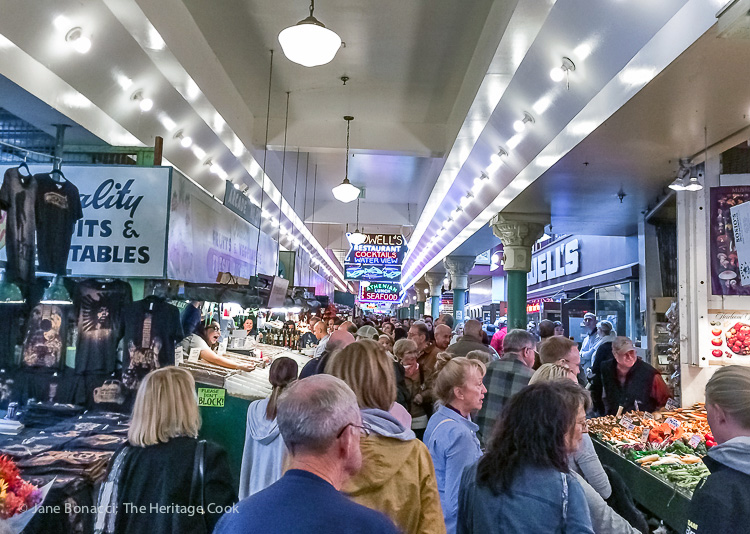 The ever popular Pike Market, Seattle; Int'l Food Bloggers Conference 2015; Jane Bonacci, The Heritage Cook