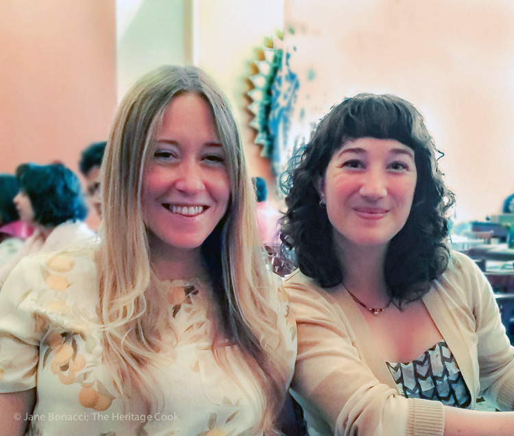 Author Anna Jones and Marthine Satris at DOSA in San Francisco; Sage, Pumpkin and Potato Bake; © 2015 Jane Bonacci, The Heritage Cook