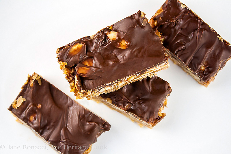 Nutty Chocolate-Caramel Bar Cookies; © 2015 Jane Bonacci, The Heritage Cook