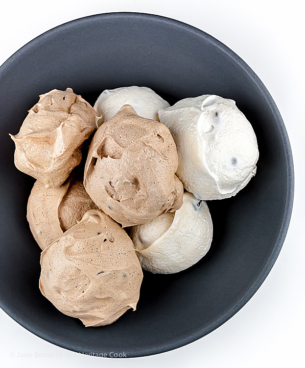 Chocolate and Vanilla Meringues with a Surprise Inside; 2015 Jane Bonacci, The Heritage Cook