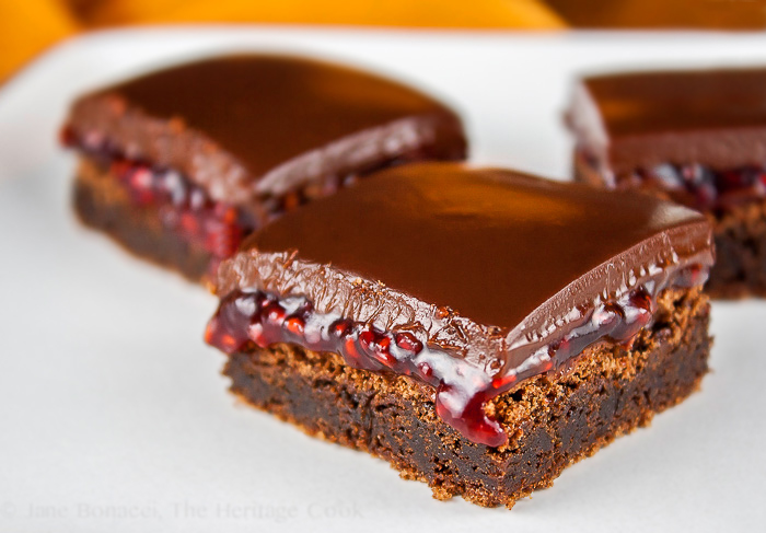 Raspberry Chocolate Brownies; 2015 Jane Bonacci, The Heritage Cook