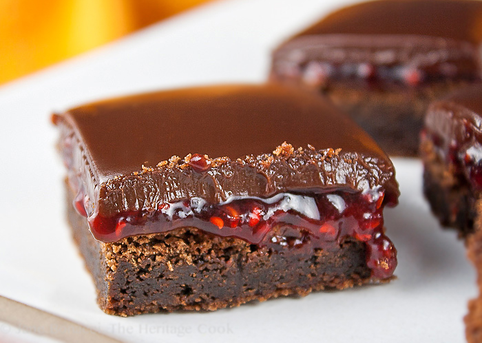 Raspberry Chocolate Brownies; 2015 Jane Bonacci, The Heritage Cook