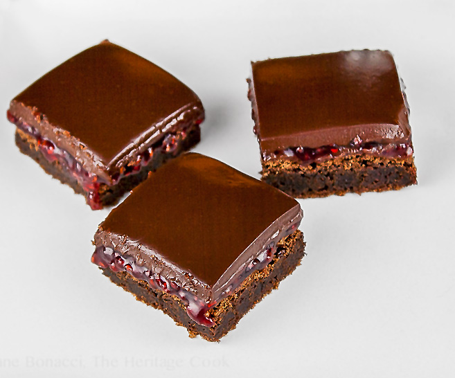 Raspberry Chocolate Brownies; 2015 Jane Bonacci, The Heritage Cook
