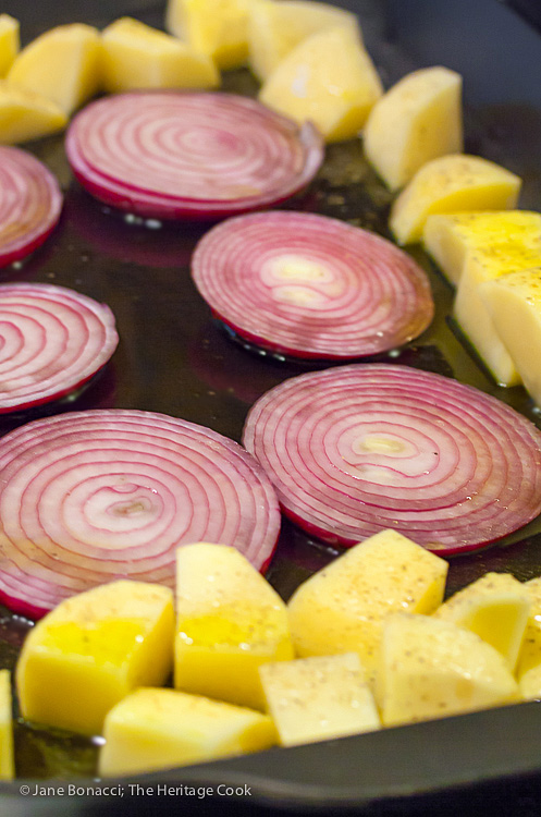 An onion rack for Grandma's Simple Roast Chicken; 2015 Jane Bonacci, The Heritage Cook