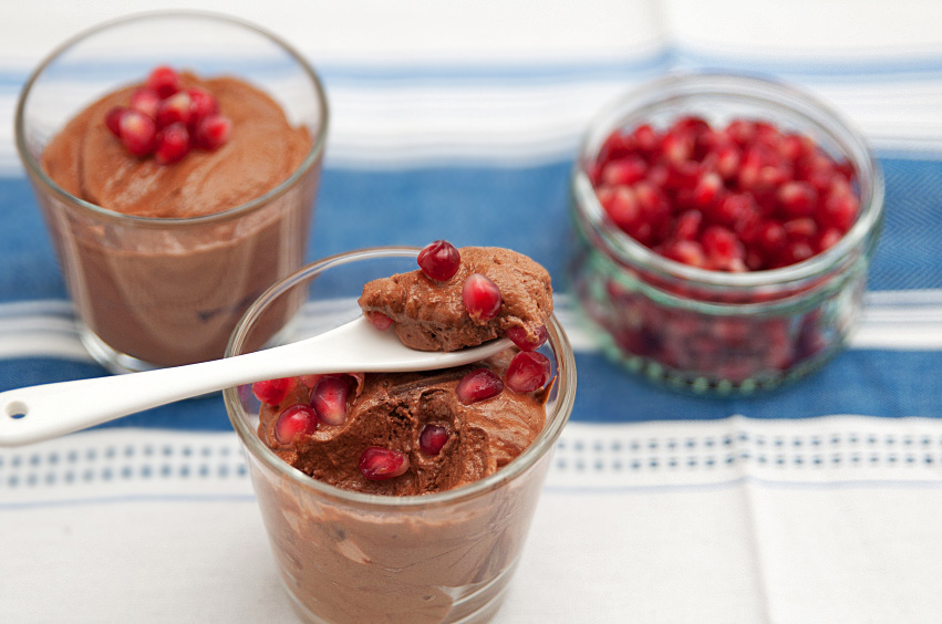 Chocolate Pomegranate Mousse; 2015 Jane Bonacci, The Heritage Cook