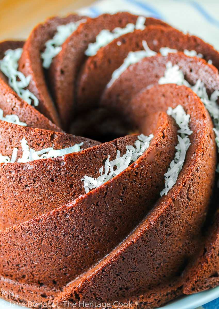 Almond Joy Bundt Cake; © 2022 Jane Bonacci, The Heritage Cook