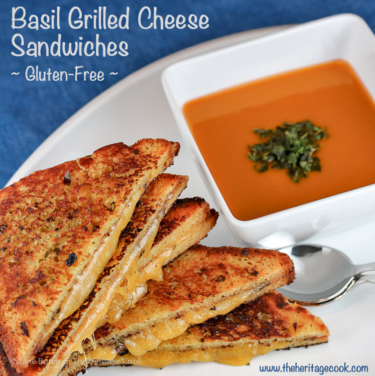 The Ultimate Comfort Food - Crispy Basil Grilled Cheese Sandwiches; © 2016 Jane Bonacci, The Heritage Cook