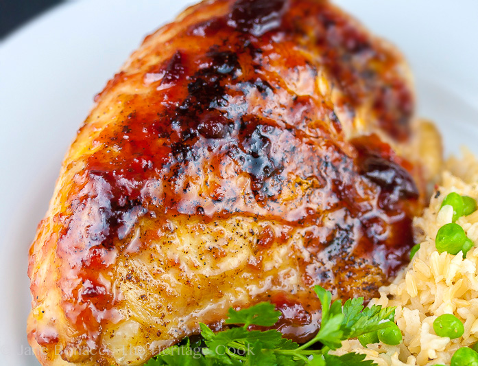 Roasted Chicken with Ginger-Plum Sauce; 2016 Jane Bonacci, The Heritage Cook