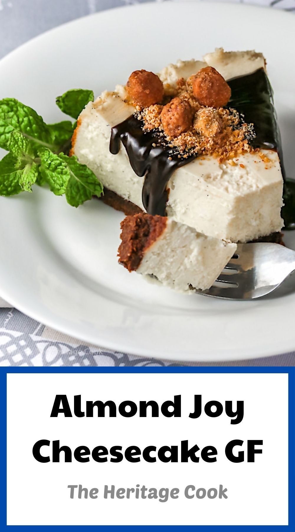 Almond Joy Coconut Chocolate Cheesecake GF 2021 Jane Bonacci, The Heritage Cook