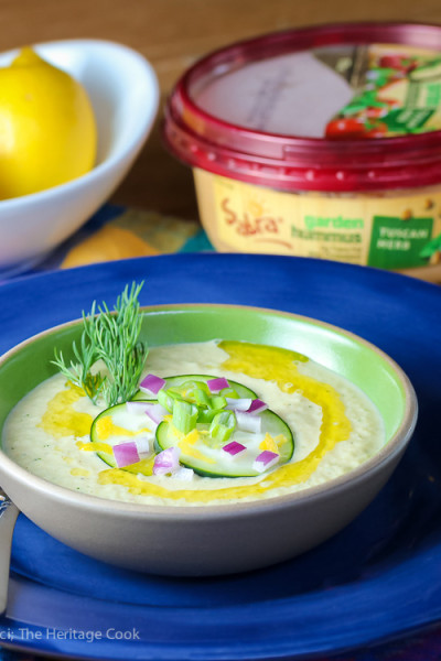 Chilled Cucumber and Hummus Summer Soup (Gluten-Free); © 2016 Jane Bonacci, The Heritage Cook