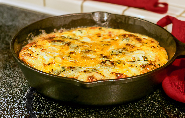 Hot from the oven; Cheesy Breakfast Frittata with Gourmet Garden herbs; © 2016 Jane Bonacci, The Heritage Cook