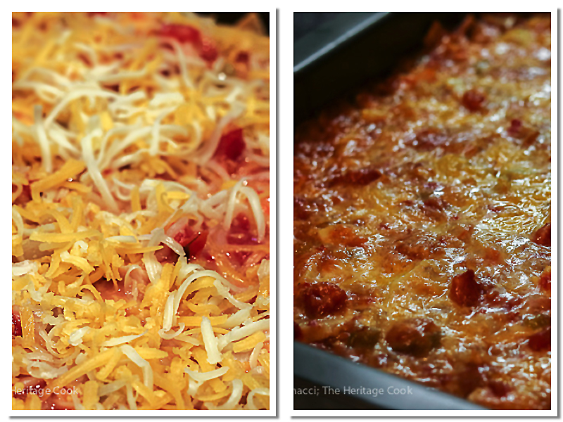 Before and after baking; hot from the oven! Gluten Free Chicken Enchilada Casserole; 2016 Jane Bonacci, The Heritage Cook