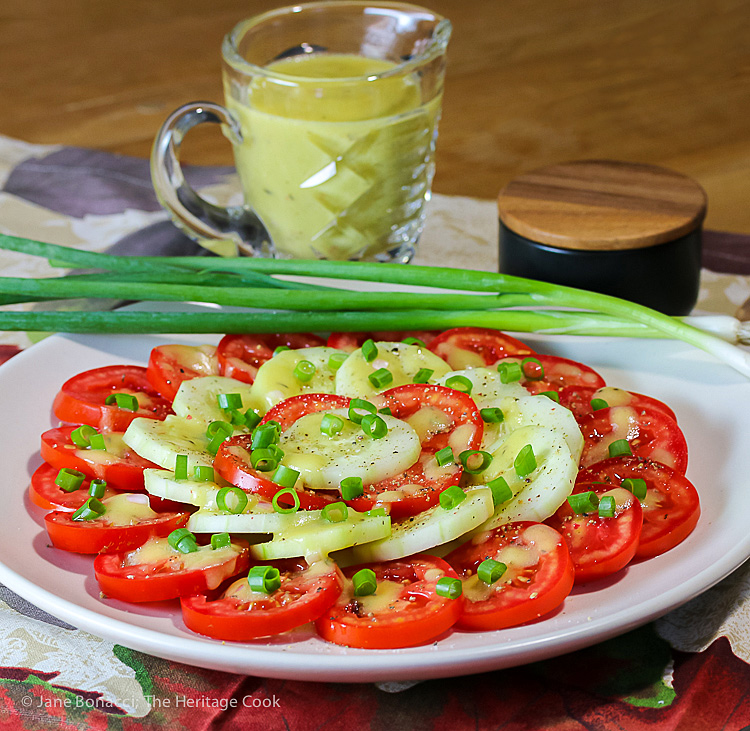 Tomato and Cucumber Summer Salad; SummerSoiree 2016 Jane Bonacci, The Heritage Cook