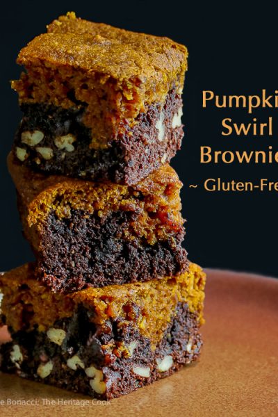 Pumpkin Swirl Brownies #SecretRecipeClub; © 2016 Jane Bonacci, The Heritage Cook