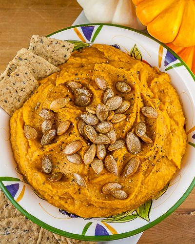 Chile Pumpkin Hummus Appetizer; Tips and Recipes for a Fun and Delicious Thanksgiving Part 2; Jane Bonacci, The Heritage Cook
