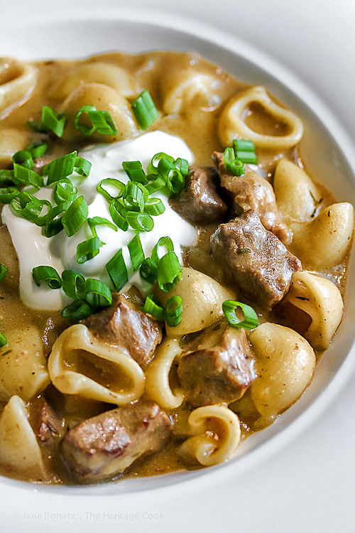 Easy Homemade Gluten Free Beef Stroganoff © 2017 Jane Bonacci, The Heritage Cook