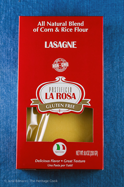 La Rosa gluten-free pasta sheets; Classic Meat Lasagna © 2017 Jane Bonacci, The Heritage Cook. All rights reserved. 