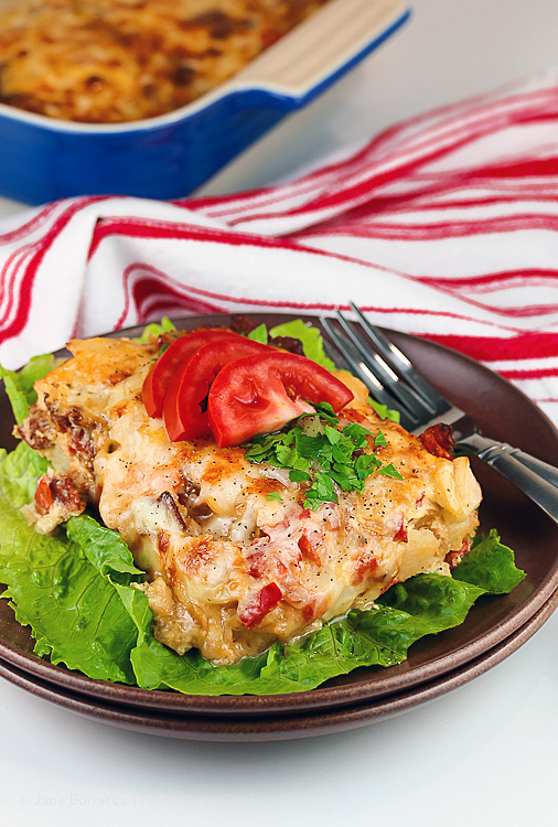 Easy Cheesy Potatoes O'Brien and Bacon Casserole © 2017 Jane Bonacci, The Heritage Cook