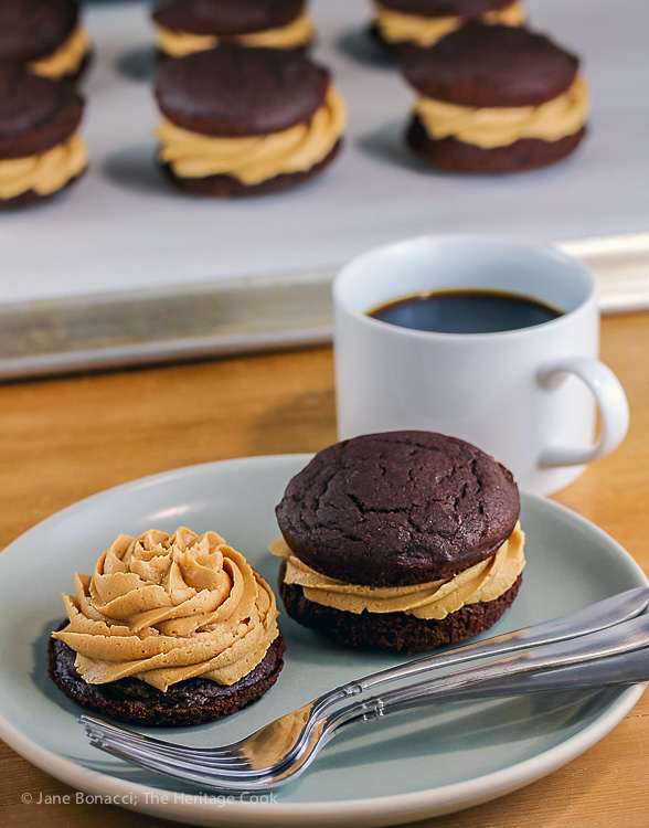 Chocolate Whoopie Pies with Creamy Peanut Butter Filling (Gluten-Free) © 2017 Jane Bonacci, The Heritage Cook