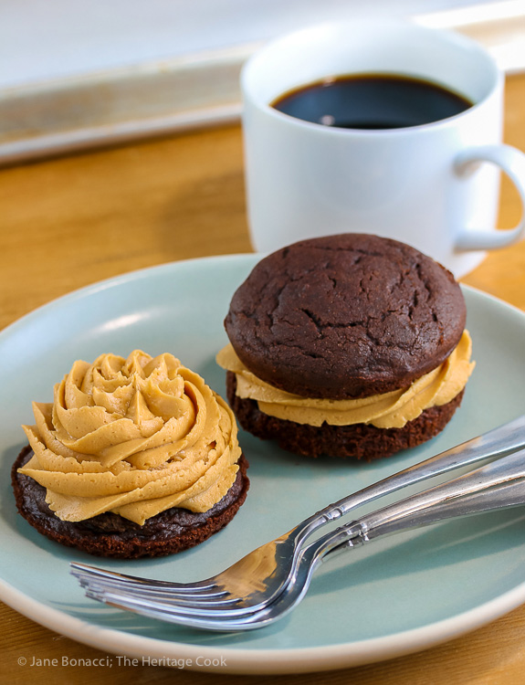 Chocolate Whoopie Pies with Creamy Peanut Butter Filling (Gluten-Free) © 2017 Jane Bonacci, The Heritage Cook