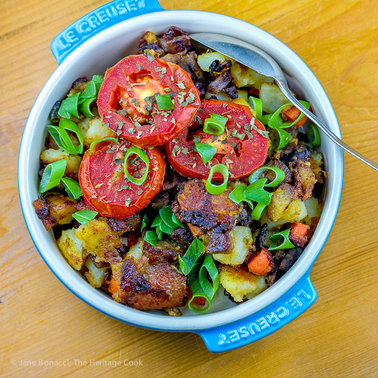 Duck Confit Potato Hash (Gluten Free) © 2017 Jane Bonacci, The Heritage Cook