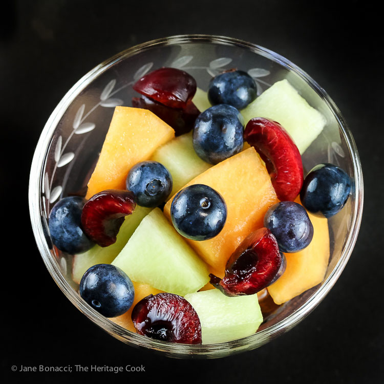 Fresh Fruit Salad with Bourbon Orange Syrup (Gluten-Free) © 2017 Jane Bonacci, The Heritage Cook. All rights reserved. 