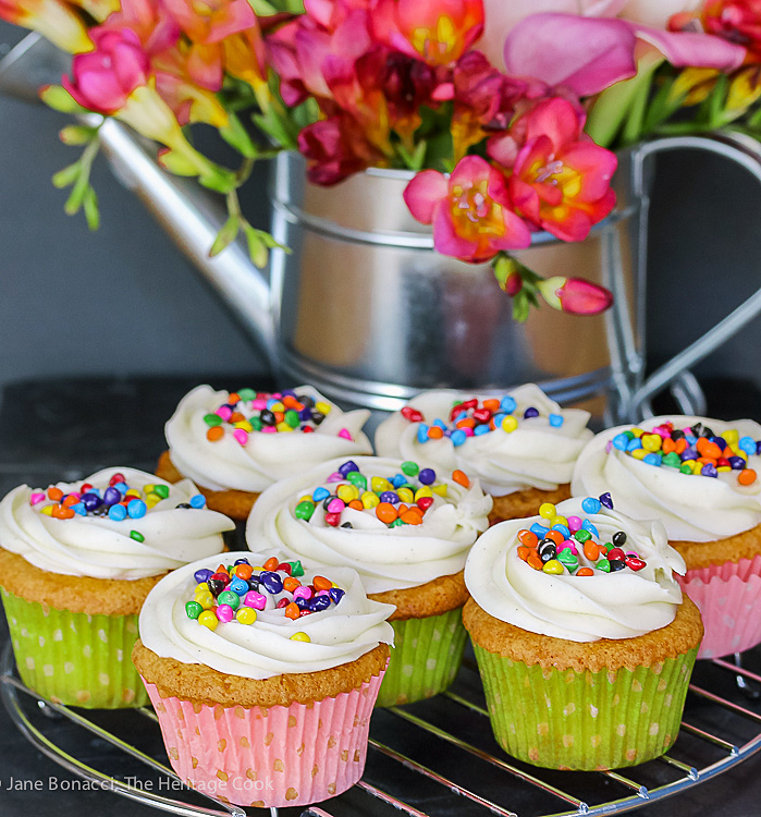 White Chocolate Coconut Cupcakes with Buttercream Frosting © 2017 Jane Bonacci, The Heritage Cook