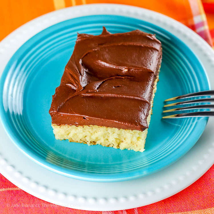 Tender Yellow Cake with Fudge Frosting © 2017 Jane Bonacci, The Heritage Cook