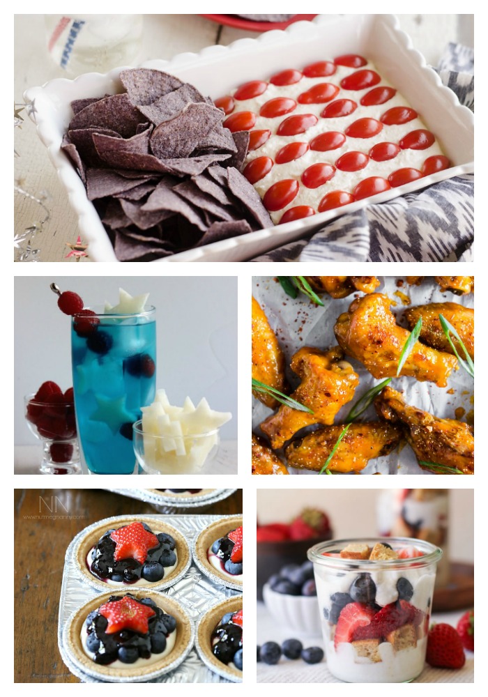 Collage of 5 patriotic recipes for the 4th of July