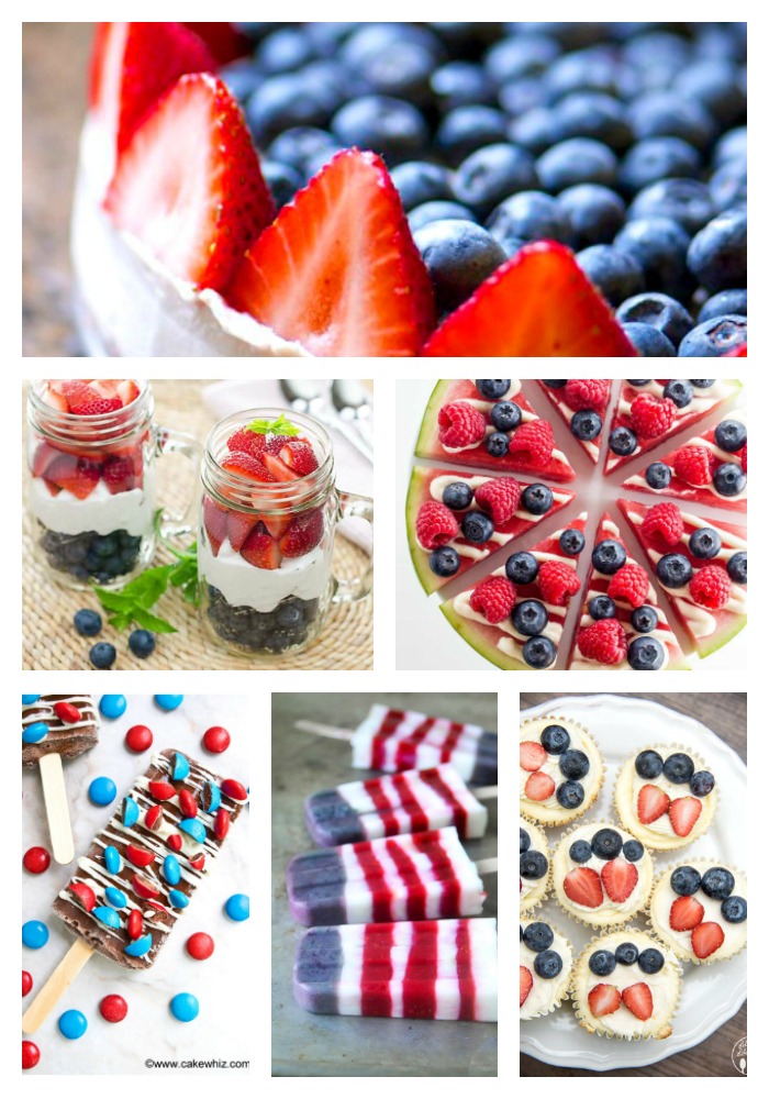 Collage of 6 festive recipes for the 4th of July