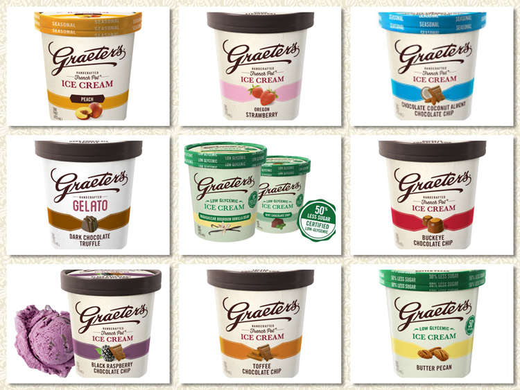 Selection of some of Graeter's flavors; National Ice Cream Month and Graeter's Giveaway; Jane Bonacci, The Heritage Cook