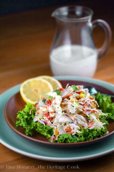 Ranch-Flavored Coleslaw; Collection of 40 Top Favorite Summertime Recipes, Part 2; Jane Bonacci, The Heritage Cook, 2017