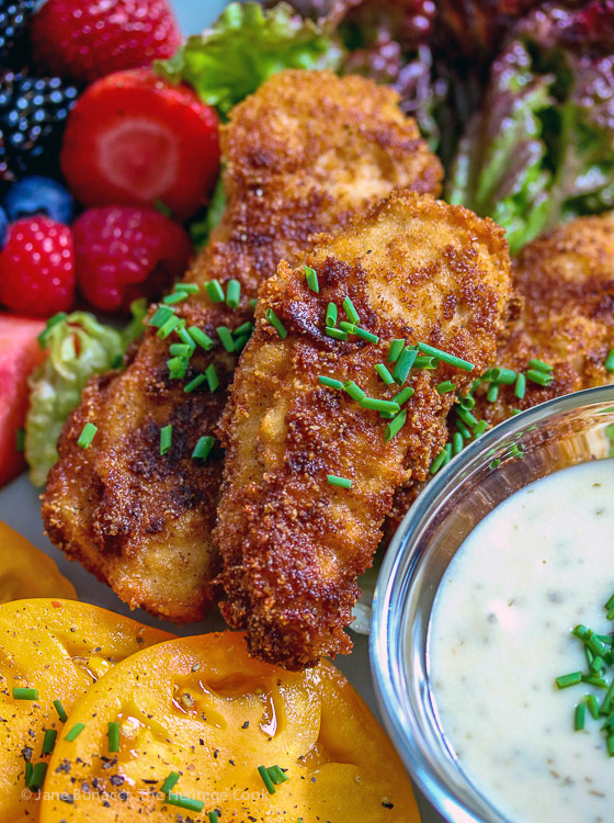 Buttermilk Dipped Fried Chicken Fingers © 2017 Jane Bonacci, The Heritage Cook