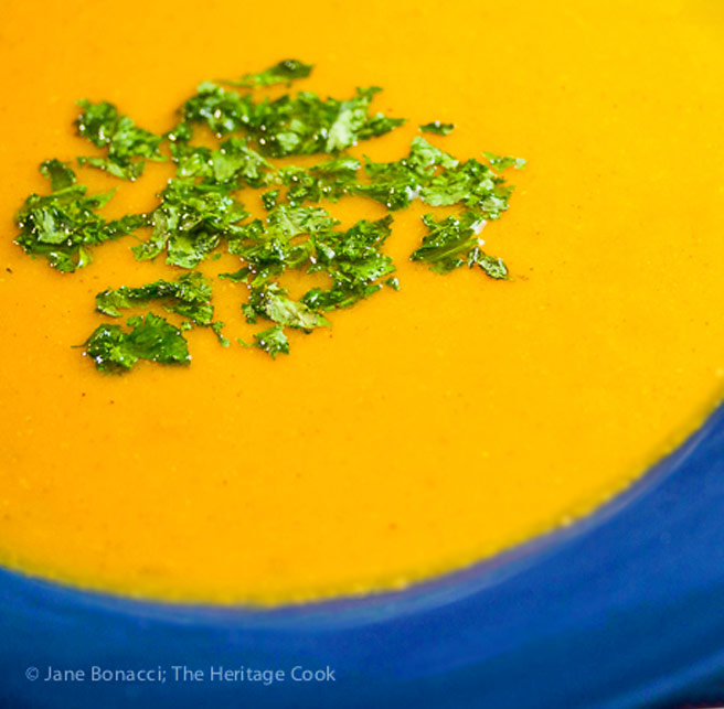 Roasted Sweet Potato Carrot Soup © 2017 Jane Bonacci, The Heritage Cook 