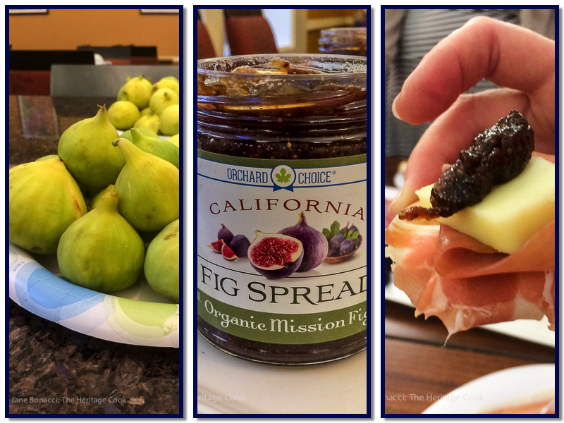figs, fig spread, appetizer; Roast Chicken with Fig Glaze and Ginger-Fig Compote & the Valley Fig Growers Road Trip © 2017 Jane Bonacci, The Heritage Cook