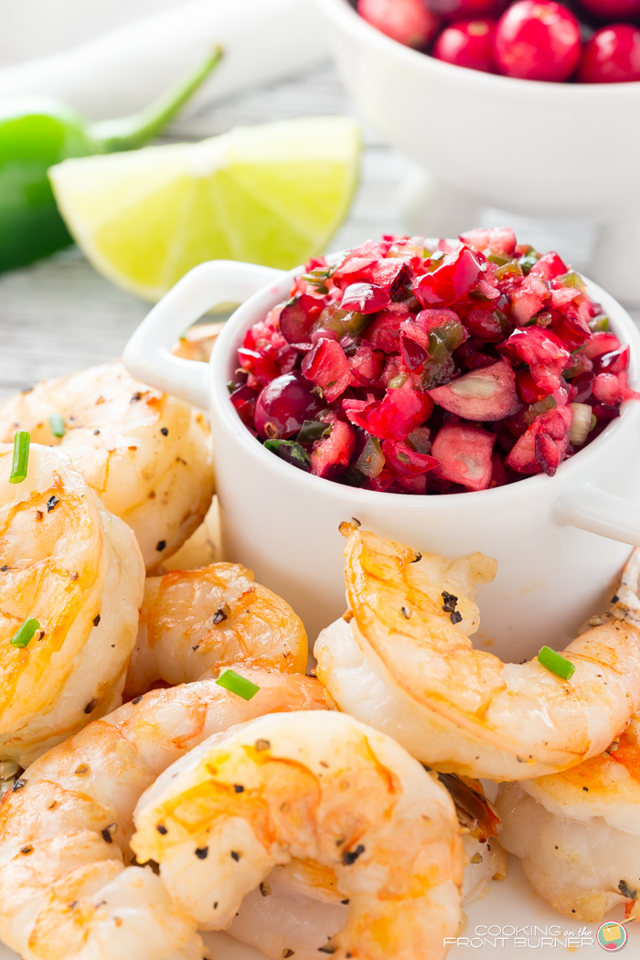 Grilled Shrimp with Cranberry Salsa; Fabulous Holiday Seafood and Vegetable Appetizers; Jane Bonacci, The Heritage Cook