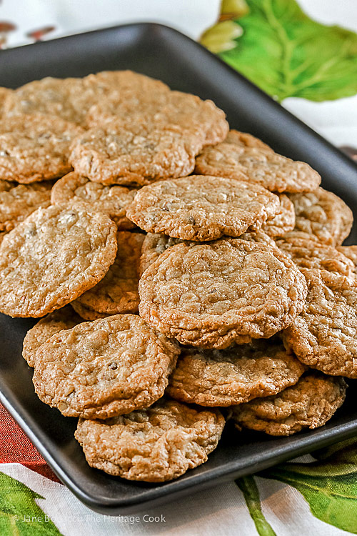 Platter of cookies; Chocolate Chip Almond Joy Cookies © 2018 Jane Bonacci, The Heritage Cook