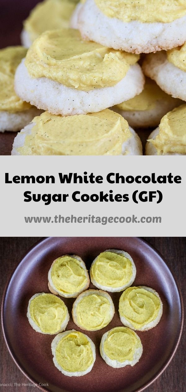 Lemon White Chocolate Sugar Cookies with Lemon Buttercream Frosting © 2020 Jane Bonacci, The Heritage Cook