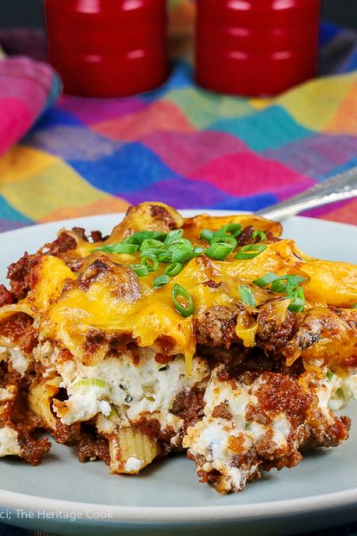 Sloppy Joe Mexican Lasagna © 2018 Jane Bonacci, The Heritage Cook