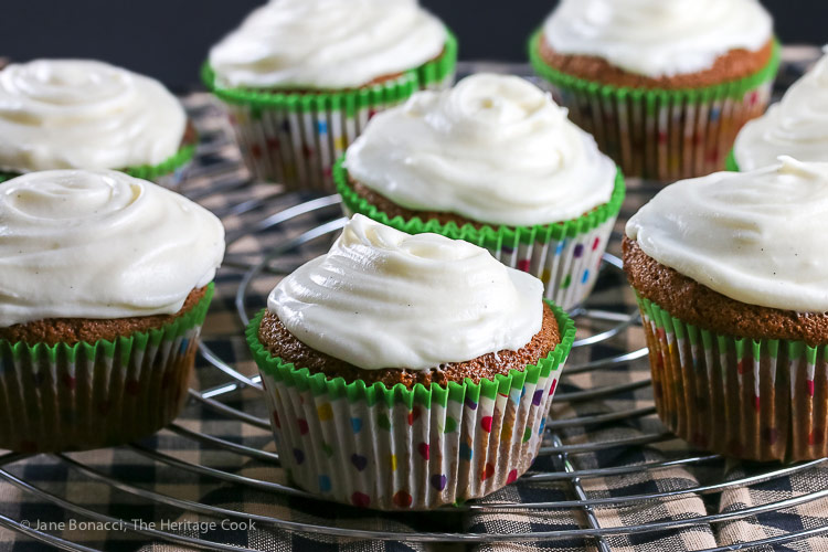 Spice Cupcakes with White Chocolate Cream Cheese Frosting © 2018 Jane Bonacci, The Heritage Cook