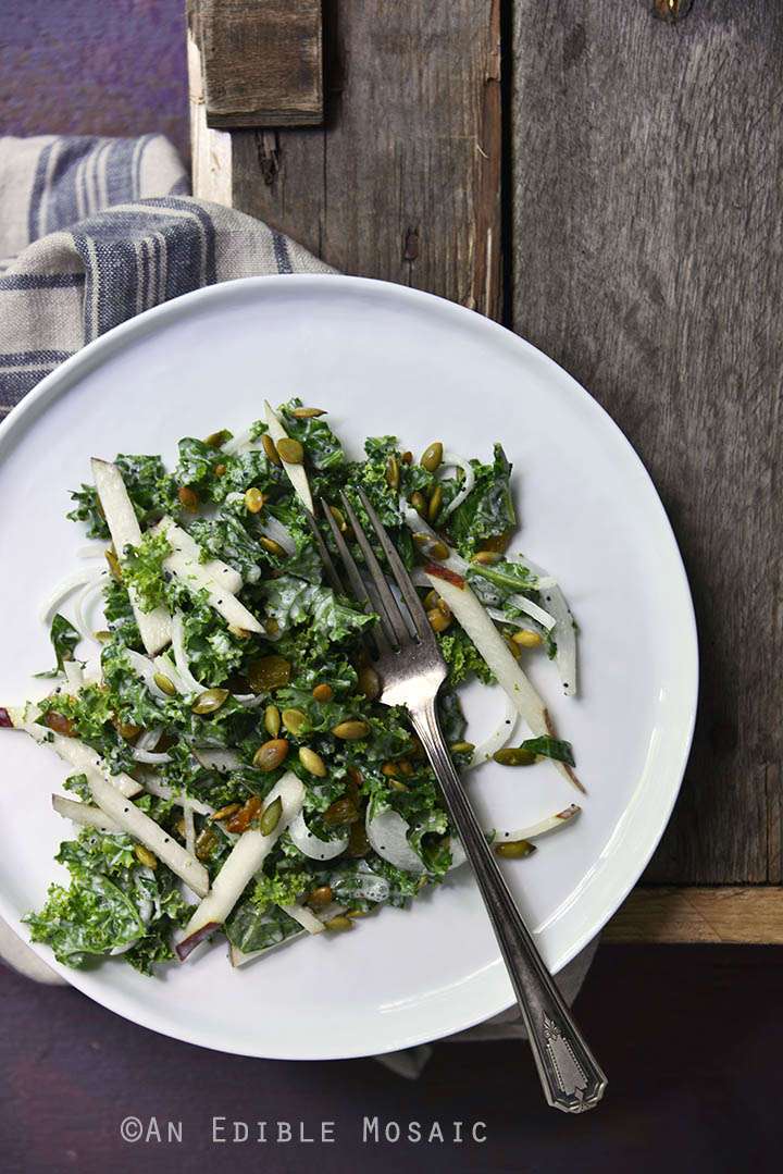 Creamy Poppy Seed Kale Salad; Collection of 25 Amazing BBQ Side Dishes from around the Web; compiled by Jane Bonacci, The Heritage Cook 2023. 