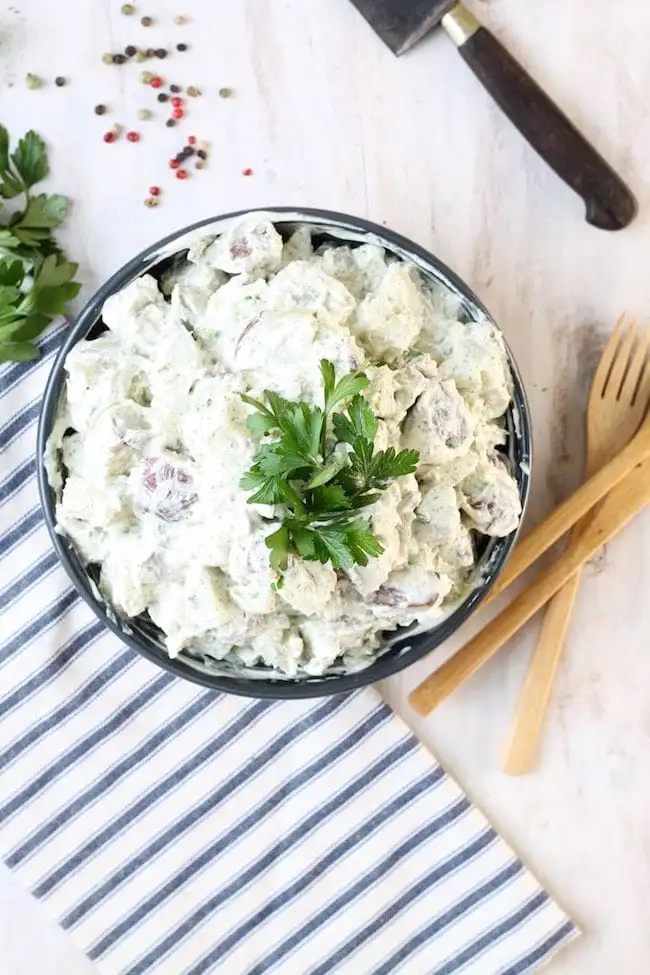 Creamy Dill Potato Salad; Collection of 25 Amazing BBQ Side Dishes from around the Web; compiled by Jane Bonacci, The Heritage Cook 2023. 