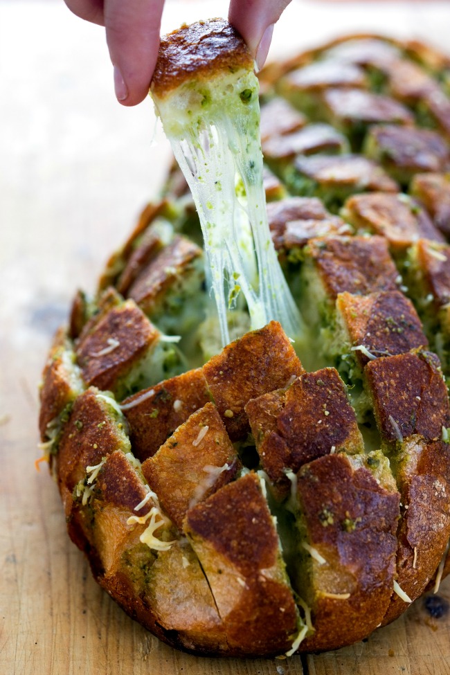 Cheesy Pull-Apart Pesto Bread; Collection of 25 Amazing BBQ Side Dishes from around the Web; compiled by Jane Bonacci, The Heritage Cook 2023. 